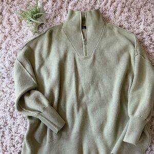Sage Green  Lullusory high end thick knit winter cozy Women's Half-Zip Sweater